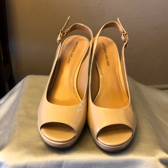 Antonio Melani Peep Toe Leather Heels - Picture 2 of 5